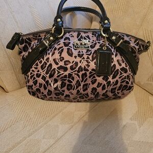 Coach Leopard Print Handbag - Black and Brown Excellent condition.
